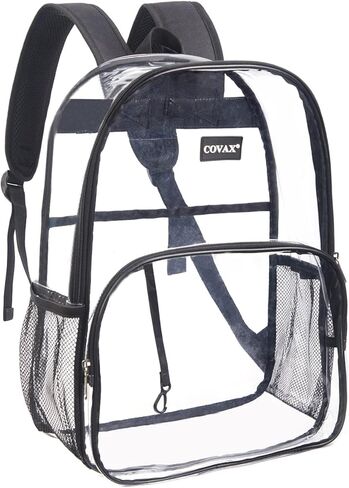 حقيبة ظهر شفافة من COVAX، حقائب كتب شفافة، حقيبة ظهر شفافة من مادة PVC مقاومة للماء للجامعات والعمل والأمن والأحداث الرياضية in Kuwait