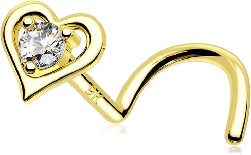 MeIighting Gold Nose Stud 20G Heart Nose Rings 14K Solid Gold Star Nose Piercing Jewelry for Women Clear CZ Real Gold Nose Screw Piercing for Women in Kuwait
