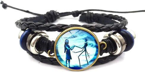 جاك وسالي كابوس قبل عيد الميلاد مطرز اليد المنسوجة الجلود سوار مضفر الشرير سلسلة الكفة, جلد in Kuwait