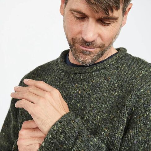 Aran Woollen Mills Irish Roll-Neck Green Fisherman Sweater for Men in Kuwait