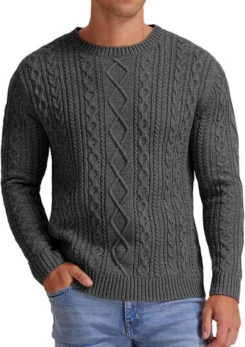 Sailwind Men's Cable Knit Sweater Casual Crewneck Long-Sleeve Fisherman Pullover in Kuwait
