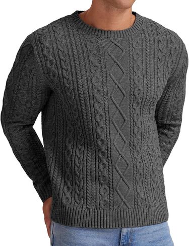 Sailwind Men's Cable Knit Sweater Casual Crewneck Long-Sleeve Fisherman Pullover in Kuwait