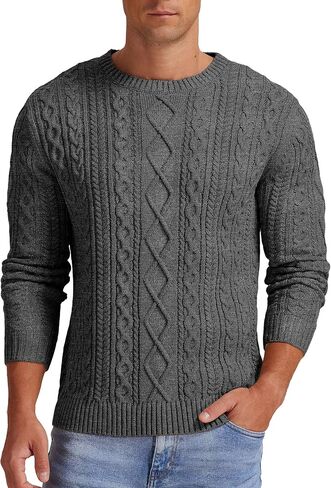 Sailwind Men's Cable Knit Sweater Casual Crewneck Long-Sleeve Fisherman Pullover in Kuwait