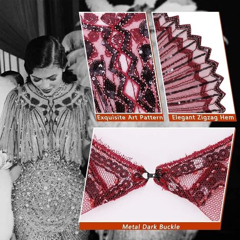 شال Bacophy للسيدات من العشرينيات من القرن الماضي يلتف بالخرز والترتر Gatsby Cape للسهرات بوليرو فلابر لتغطية in Kuwait
