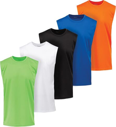 Essential Elements 5 Pack: Men's Active Quick-Dry Athletic Workout Training Gym Muscle Sleeveless Tank Top in Saudi Arabia