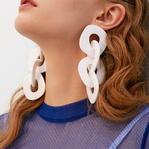 Wekicici Acrylic Drop Dangle Earrings Chunky Long Chain Dangle Earrings Statement Earrings for Women in Kuwait