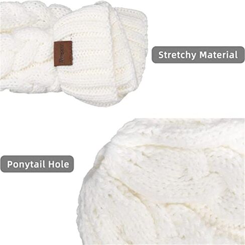 Rosoz Ponytail Beanie for Women,Winter Warm Beanie Tail Soft Stretch Cable Knit Messy High Bun Hat in Kuwait