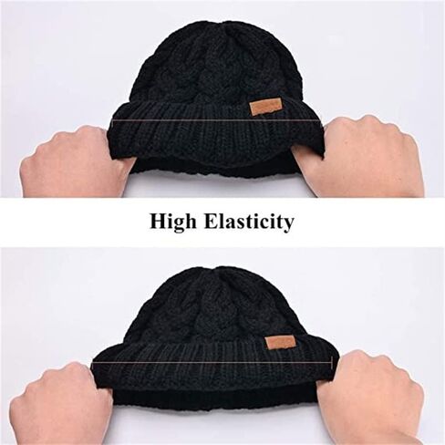 Rosoz Ponytail Beanie for Women,Winter Warm Beanie Tail Soft Stretch Cable Knit Messy High Bun Hat in Kuwait