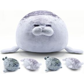 وسادة فخمة من BRAUDREW Chubby Seal مع 4 أطفال محبوبين في بطنها، لعبة حيوانات محشوة على شكل المحيط للأطفال من BRAUDREW in Kuwait