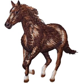 Realistic Horse, Full Body, Embroidered, Iron on Patch (Horse Facing Left)