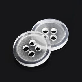 dophee 100pcs Plastic White Buttons for Crafts, 4 Holes Round Clear Sewing Buttons for Clothing Shirt Jeans Clothes DIY and Holiday Decoration - 10mm/0.39"