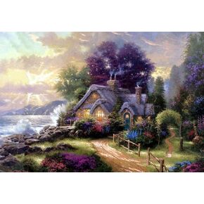 لوحة ألماس توماس كينكيد 40.64 سم × 50.8 سم 5D لوحة الماس جولة كاملة حفر حجر الراين التطريز لتزيين الحائط in Kuwait