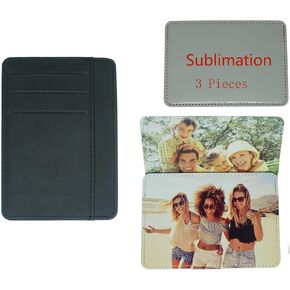 Sublimate Wallet Ultra-thin Card bag Women's wallets Blank Leather Front Pocket Wallet DIY Crafts (Black)