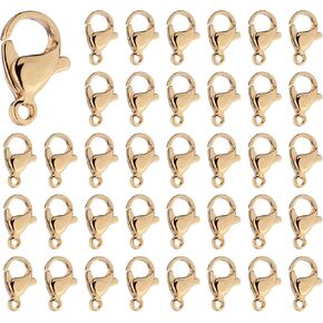 Craftdady 100pcs 18K Gold Lobster Claw Clasps Stainless Steel Fastener Hook Closure End Clasps 9x5mm for Jewelry Craft Key Chain Making