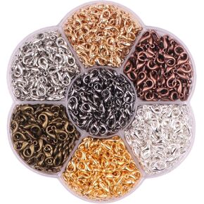 YAKA 420pcs 1 Box 7 Colors Alloy Lobster Clasp DIY Jewelry Bracelet Necklace Making Fastener Hooks (10x6mm)
