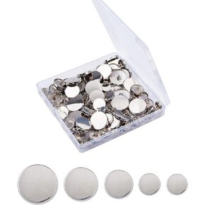 OLYCRAFT 90pcs Alloy Shank Buttons 15mm Metal Flat Buttons 3 Colors Round Sewing Buttons for Sewing DIY Crafts and Jewelry Making - Gunmetal, Light Gold & Platinum