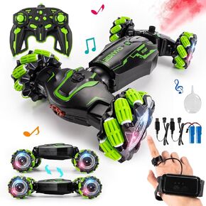 Gesture Sensing RC Stunt Car, 2.4GHz 4WD Stunt Car Toys for Ages 6-12 yr Boys Girls, Hand Controlled Remote Control Twist Cars, Offroad 360° Rotation with Lights and Music for Birthday Gifts