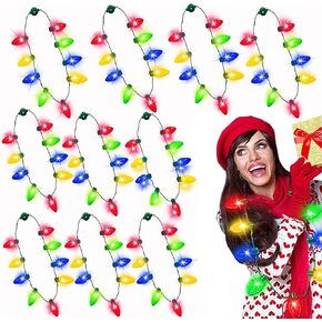 AMENON 10 Pack Christmas LED Light Up Bulb Necklaces New Year Eve Christmas Holiday Accessories Party Favors Necklace for Kids Men Women, Christmas Decoration Funny Party Supplies in Kuwait