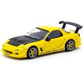 سيارة مازدا فيرتكس RX-7 FD3S RHD (محرك اليد اليمنى) اصفر معدني مع غطاء محرك اسود جلوبال 64 سلسلة 1/64 مصبوبة من تارماك ووركس T64G-022-YL in Kuwait