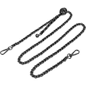 uxcell Purse Chain Strap, 47 Inch Leather Iron Chain Strap Adjustable Handbag Chains Shoulder Cross Body Replacement for Wallets Clutch Bags Black/Black Tone