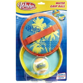 مجموعة ألعاب Wahu Water Grip Ball Toss and Catch Ball مع كرة واحدة وقفازين قابلين للتعديل، مجموعة ألعاب الشاطئ فيلكرو للأماكن الخارجية، أزرق/أزرق فاتح in Kuwait