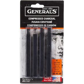 General Pencil 957ABP Compressed Charcoal Sticks 4/Pkg-Black - Soft Assorted in Saudi Arabia