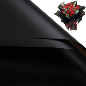 Gloreyan 20 Sheets Black Flower Wrapping Paper, Florist Bouquet DIY Craft Fresh Flower Bouquet Wrap Waterproof Floral Wrapping Gift Box Packaging Material Florist Supplies, 22.8 * 22.8 Inches(Black)