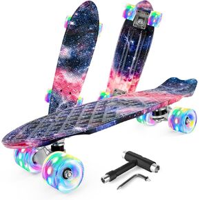 BELEEV 22 inch Skateboards for Kids, Cruiser Skateboard for Beginners Girls Boys Teens Adults, Mini Skateboards Classic Complete Skate Board with All-in-One Skate T-Tool, Max Load 220 lbs in Kuwait