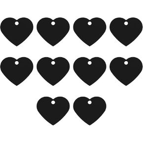 MECCANIXITY Heart Stamping Blank Tags, Aluminum Blank Dog ID Tag, Black Engraving Tags for Necklace Bracelet Making, Pet ID Tags, Pack of 10