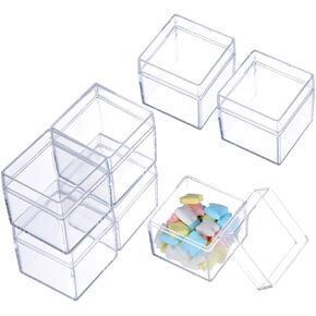 حاويات تخزين الخرز، عبوة من 12 علبة بلاستيكية صغيرة مع غطاء مفصلي، 2 × 2 × 2 انش، حافظة مربعة شفافة لحفظ حبوب الدواء والاعشاب والخرز الصغير والاقراط والمجوهرات وغيرها in Kuwait
