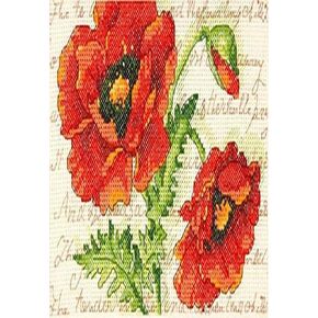 Dimensions Poppy Pair Counted Cross Stitch Kit, Floral Cross Stitch, 5" x 7" in Kuwait
