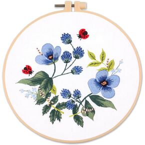 Awesocrafts Embroidery Kit, Butterfly Full Range of Embroidery Starter Kits for Beginners Adults Kids DIY Cross Stitch Handmade Easy Patterns (Butterfly)