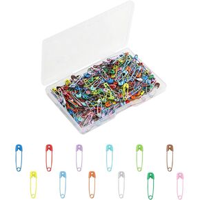 دبابيس امان من 500 قطعة، دبابيس امان بالوان مختلطة مقاس 19 ملم، دبابيس امان صغيرة من الستيل مع صندوق تخزين للفنون والحرف اليدوية وصناعة المجوهرات والمنزل والمكتب (ملونة) in Kuwait