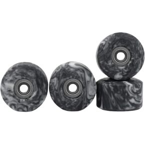 Teak Tuning Apex 61D Urethane Fingerboard Wheels - New Street Shape, 7.7mm Diameter - ABEC-9 Stealth Bearings - Made in The USA - "Grey & White Swirl" Colorway in Saudi Arabia