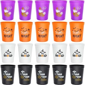 Halloween Party Cups - Set of 20 Orange,Black,Purple or White 16oz Stadium Cups, Perfect for a Halloween Party, Halloween Favors, Trick or Treat Supplies in Saudi Arabia