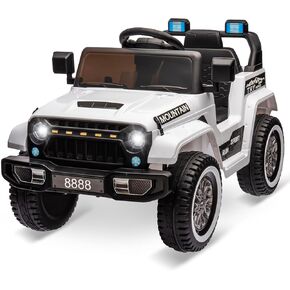 Hetoy Kids Ride On Truck Car, 12V Battery Powered Electric Car w/Parent Remote Control, Spring Suspension, 3 Speeds, LED Lights, Music & Horn, Kids Electric Vehicle Toy Gift for Boys Girls, Navy Blue