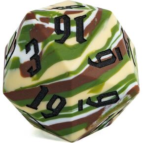 55mm Silicone D20, Single 20 Sided Dice Giant D20 Large D20, Camo Colors, Soft & Comfortable Touch, Perfect Bouncer, for D&D RPG Bar Pub Club Party Games(Forest Camo)