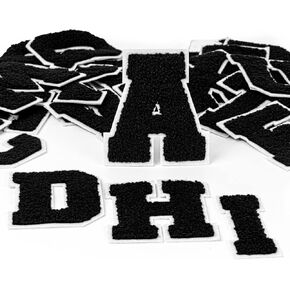 DAHI SHOP 26 pcs - Navy Blue - Iron On Chenille Letter Patches - Letterman Patches - Large 3.2"H x 2.4"W Embroidery Letter Patches - Adhesive Iron On Patches for Clothing - Blue Varsity Letter Patches