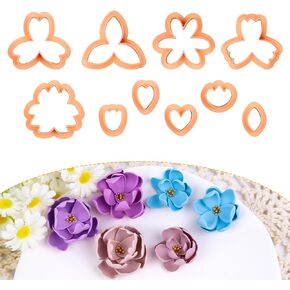 Puocaon Flower Petal Clay Cutters - 10 Pcs Petal Clay Cutters for Polymer Clay Earrings Making, Floral Polymer Clay Jewelry Earrings Supplies, 10 Petal Design Clay Jewelry Cutters Earrings Making