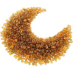 Hilitchi Glass Stones Non-Toxic Beautiful Smooth Vibrant Colors Vase Filler, Table Scatter, Aquarium Fillers, Gems Displaying, Gem Glass Confetti [Amber Stone Aprox. 1lb(455g)/Bag]
