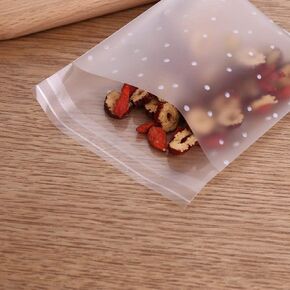 200 Pcs White Polka Dot Self Sealing Cello Cellophane Bags Bakery Candle Soap Cookies Poly Bags 8x10cm