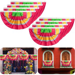 4Pcs Fiesta Serape Bunting Flag - 3 x1.5 Ft Cinco de Mayo Fan Flag Banner,Fiesta Bunting Fan Flag for Mexican Festivals Indoor Outdoor Fiesta Party Supplies Decoration in Kuwait