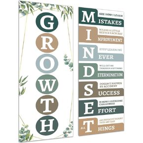 QOUBAI Eucalyptus Growth Mindset Classroom Decorations Growth Mindset Posters Bulletin Board Banner Motivational Change Growth Inspirational School Poster for Preschool Elementary Middle School in Kuwait