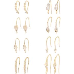 Craftdady 10Pcs Sterling Silver Pendant Clasp Earring Hooks 22mm Fish Hook Ear Wires with Pinch Bails for Jewelry Making