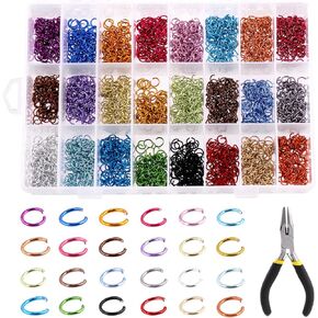 Tanstic 2881Pcs 24 Colors 6mm Aluminum Jump Rings Open Jump Rings Chainmail Rings Colorful Jump Rings Including 5.9" Jump Ring Plier for Necklaces Bracelets Jewelry Ornaments DIY Making in Kuwait