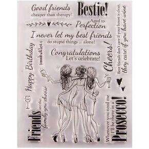 arrittycraft Bestie Best Friends Girls Party Clear Stamps for Card Making and Journaling, English Sentiments Birthda Silicone Stamps for Journals Scrapbooking and Paper Crafts Decoration-A1437 in Kuwait