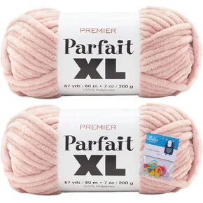 Premier Yarns Parfait XL - 7 Oz - #7 Jumbo Weight - 2 Pack Bundle with Bella's Crafts Stitch Markers (Aquamarine)