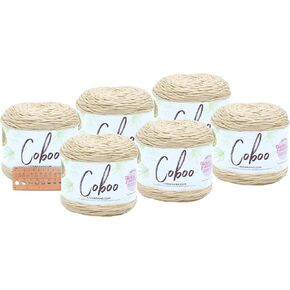 Lion Brand Yarn - Coboo -6 Pack with Needle Gauge (Beige)