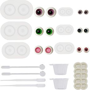 OLYCRAFT 6PCS Doll Eye Mold Eyeball Resin Molds, Resin Eyeball Casting Decorative Epoxy Eye Mold with Accessories for DIY Crafts Party Decorations (11.5~22.5mm Diameter)