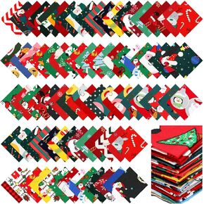 Kinlop 600 جهاز كمبيوتر شخصى 4 × 4 في حزم النسيج عيد الميلاد عيد الميلاد الدهون أرباع القطن الخياطة النسيج عيد الميلاد نسيج مسبق القطع لخياطة اللحف سانتا ندفة الثلج المطبوعة قصاصات النسيج السائبة للترقيع DIY الحرفية in Kuwait